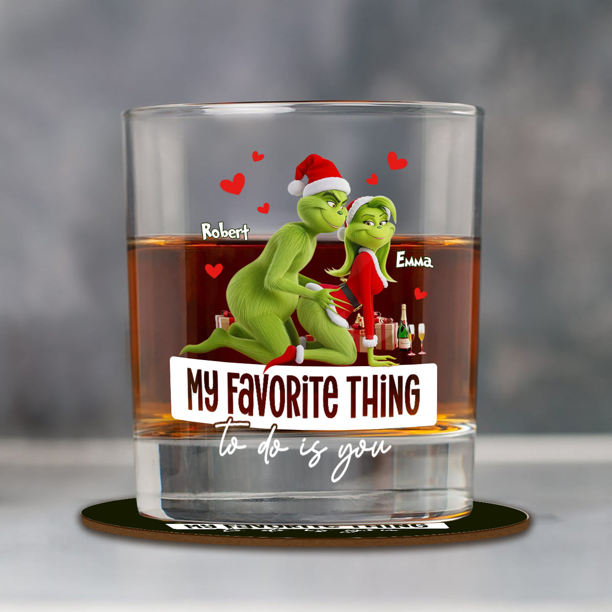 Mein Lieblingshobby bist du – Lustiges Geschenk für ihn/Ehemann/Freund... – Personalisiertes Whiskyglas mit Stola zu Weihnachten