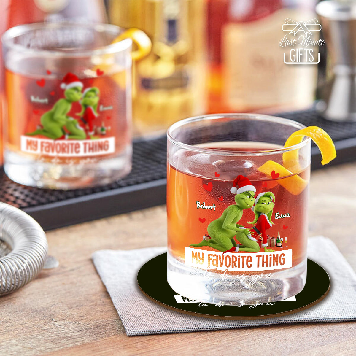 Mein Lieblingshobby bist du – Lustiges Geschenk für ihn/Ehemann/Freund... – Personalisiertes Whiskyglas mit Stola zu Weihnachten