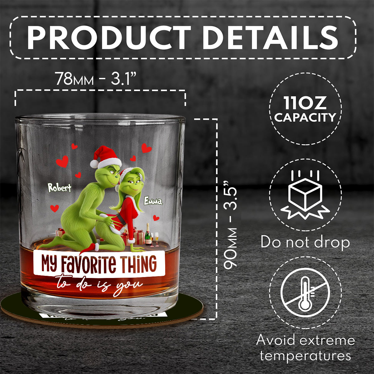 Mein Lieblingshobby bist du – Lustiges Geschenk für ihn/Ehemann/Freund... – Personalisiertes Whiskyglas mit Stola zu Weihnachten