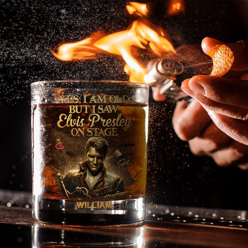 Ja, ich bin alt, aber ich habe gesehen... – Personalisiertes Whiskyglas „King of Rock and Roll“