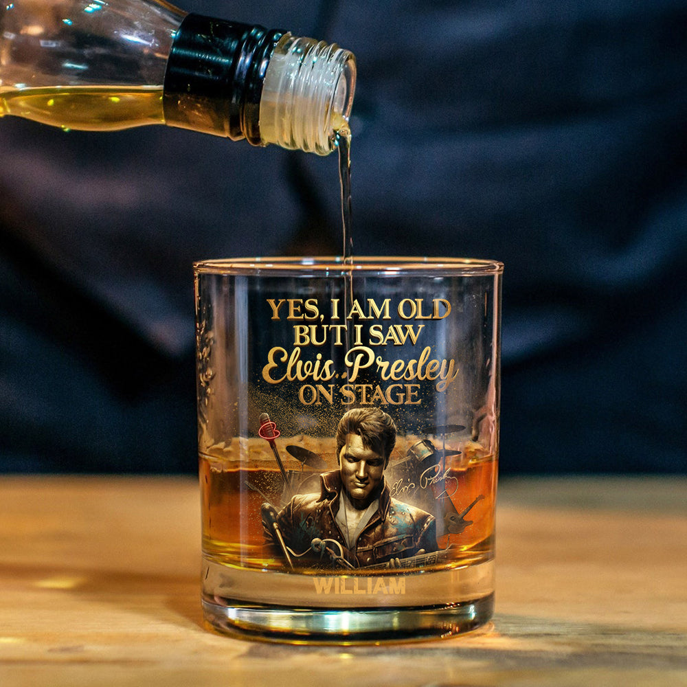 Ja, ich bin alt, aber ich habe gesehen... – Personalisiertes Whiskyglas „King of Rock and Roll“