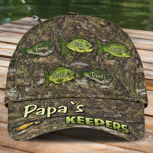 Casquette de pêche classique personnalisée à motif camouflage Papa's Keepers