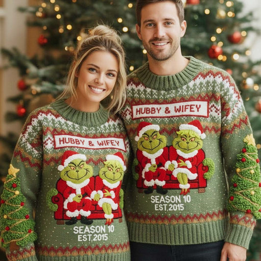 Weihnachtspaar – Personalisierte Stola, hässlicher Weihnachtspullover