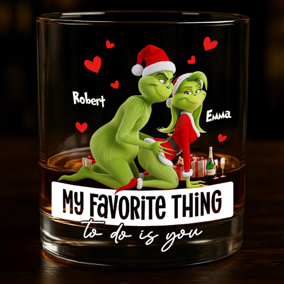 Mein Lieblingshobby bist du – Lustiges Geschenk für ihn/Ehemann/Freund... – Personalisiertes Whiskyglas mit Stola zu Weihnachten