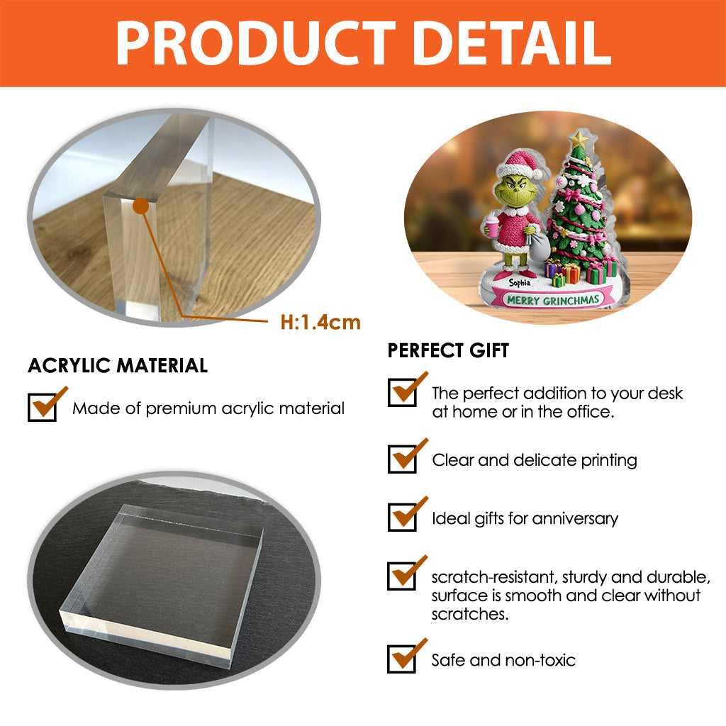 Merry Grinchmas - Personalized Stole Christmas Custom Shaped Acrylic Plaque