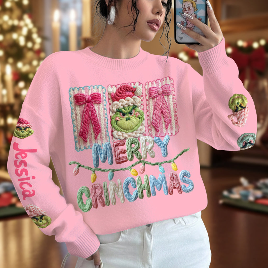 Fröhliche Grinchmas - Personalisierte Stola, hässlicher Weihnachtspullover