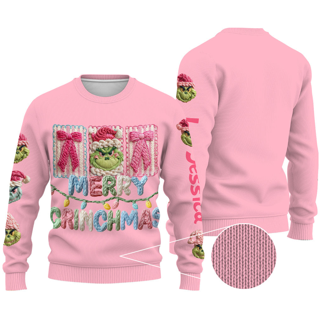 Fröhliche Grinchmas - Personalisierte Stola, hässlicher Weihnachtspullover