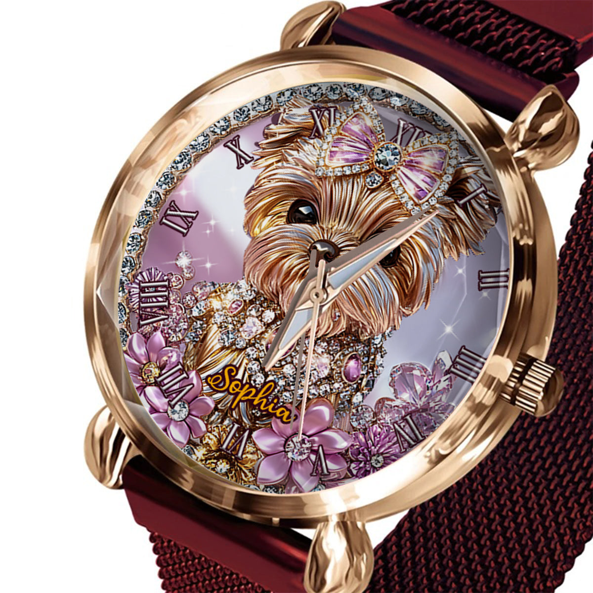 Yorkshire-Terrier-Liebhaberin – Personalisierte Damen-Handuhr mit Hundemotiv 