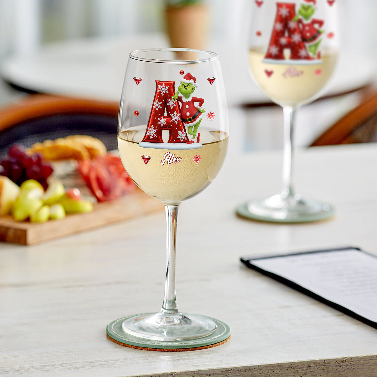 Frohe Weihnachten – Personalisiertes Stola-Weinglas mit langem Stiel