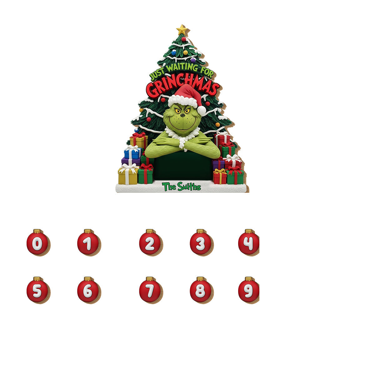 Ich warte nur noch auf Grinchmas – Personalisierte, austauschbare Weihnachtsstolen-Plakette