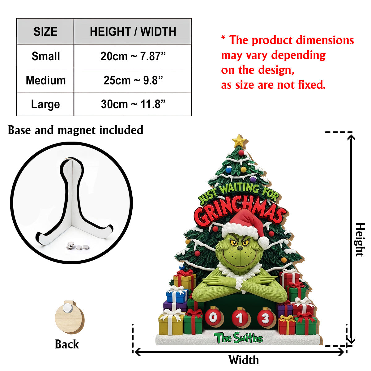 Ich warte nur noch auf Grinchmas – Personalisierte, austauschbare Weihnachtsstolen-Plakette