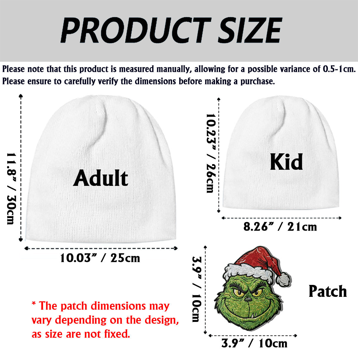 Fröhliche Grinchmas - Personalisierte Weihnachtsmütze mit Stola und Aufnähern