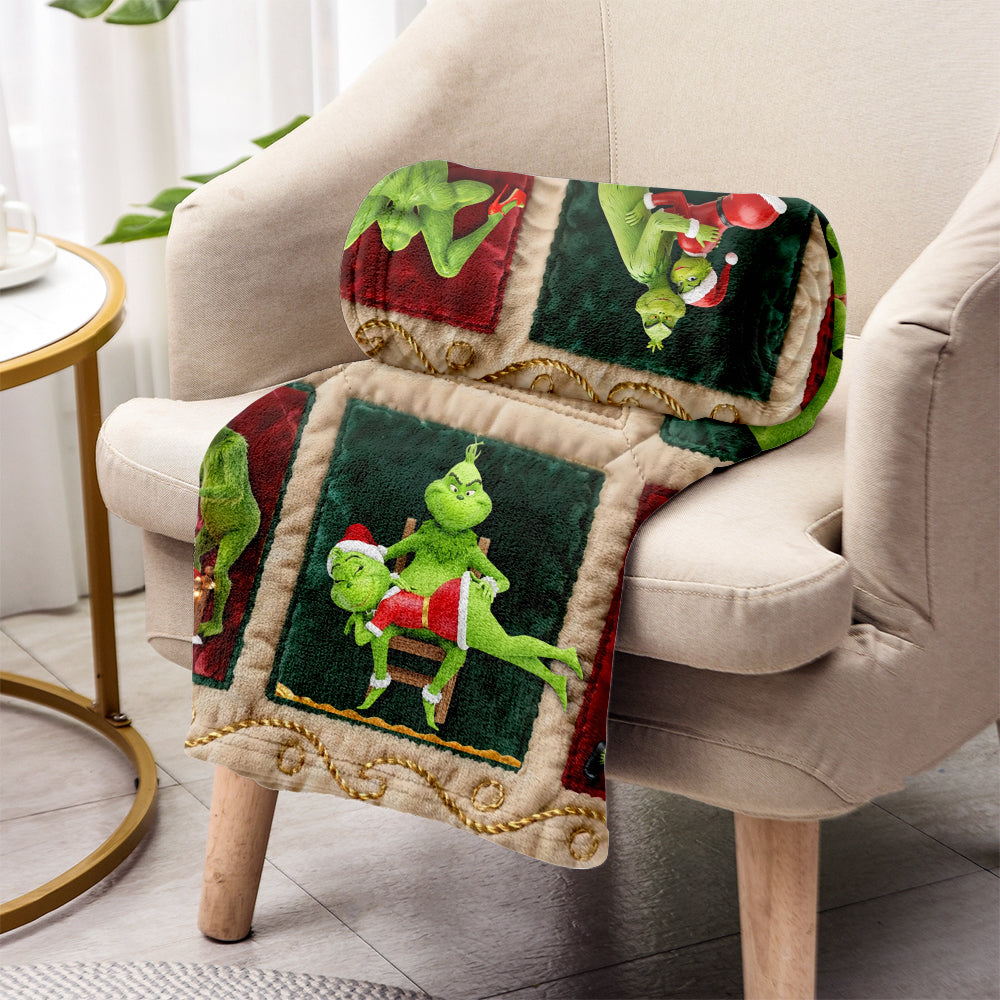 Merry Grinchmas - Personalized Stole Christmas Blanket