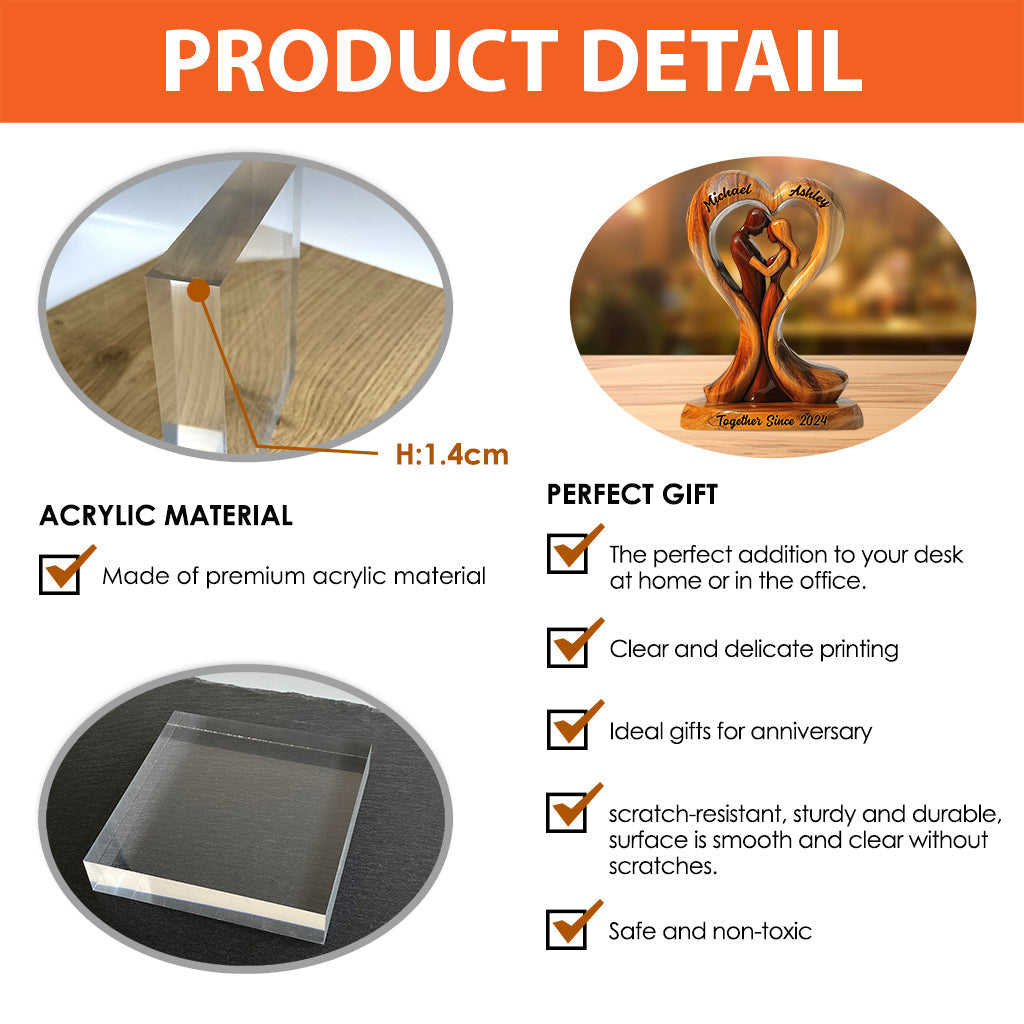 „Du und ich, wir schaffen das“ – personalisierte Acrylplakette in individueller Form für Paare