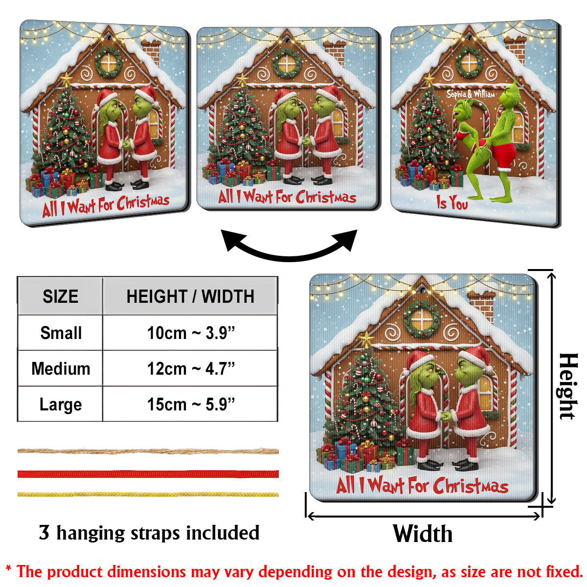 Tout ce que je veux pour Noël, c'est toi - Ornement lenticulaire personnalisé en forme d'étole de Noël