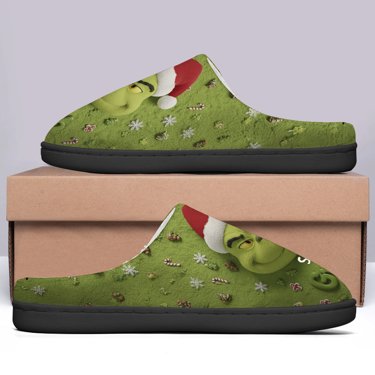 Joyeux Grinchmas - Étole de Noël personnalisée - Pantoufles de Noël