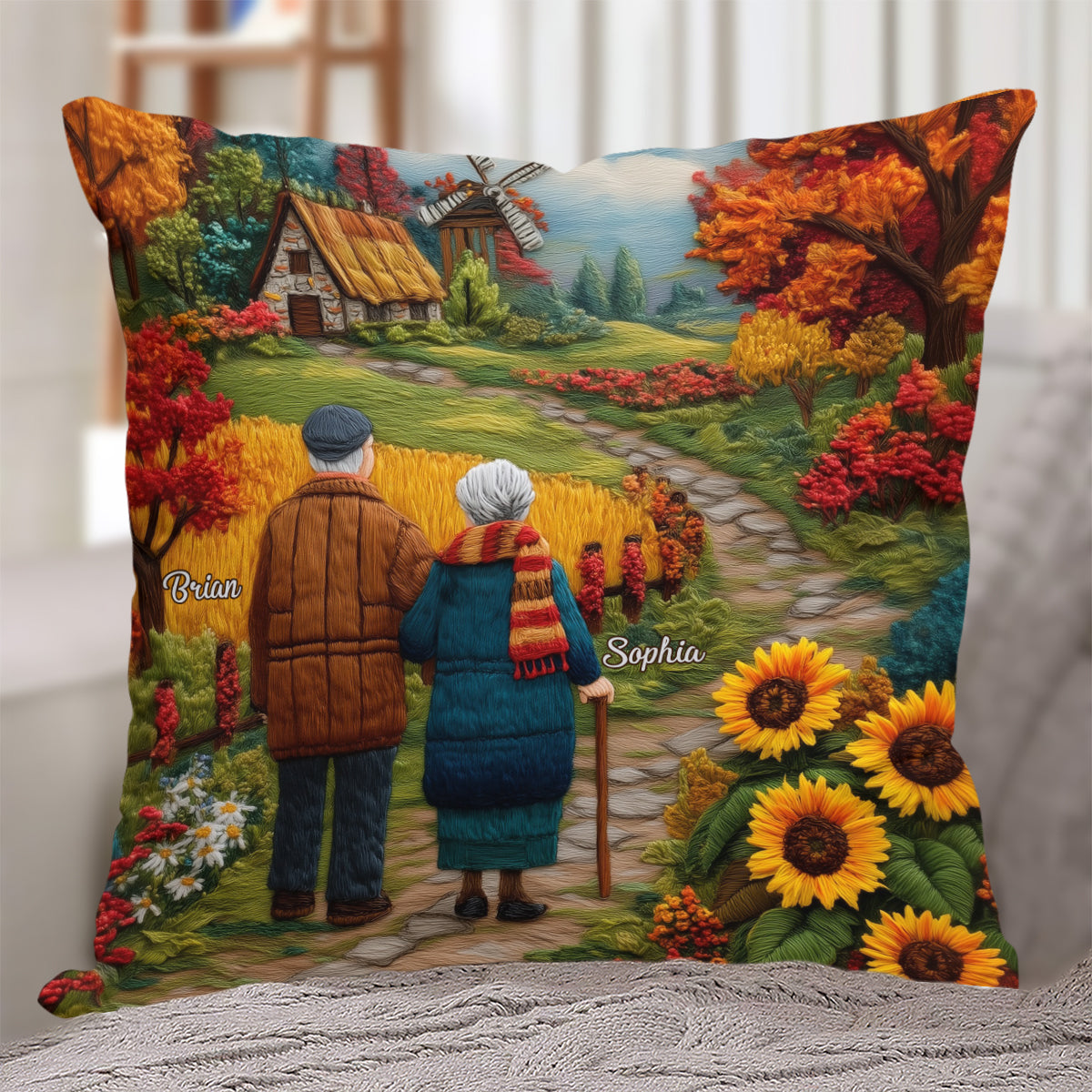Coussin décoratif personnalisé pour couple vieillissant ensemble