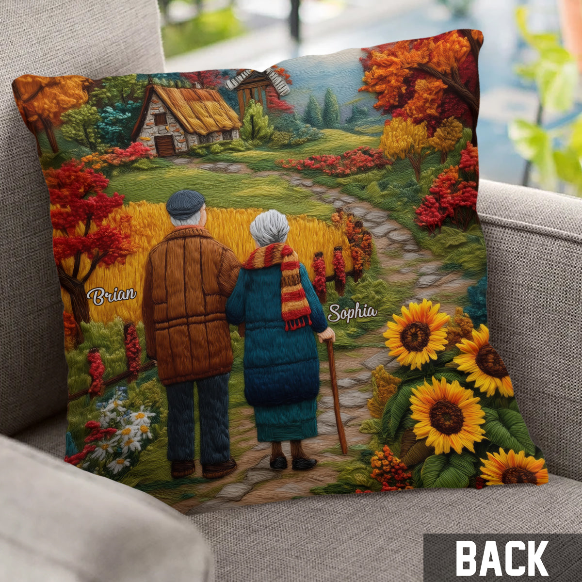 Coussin décoratif personnalisé pour couple vieillissant ensemble
