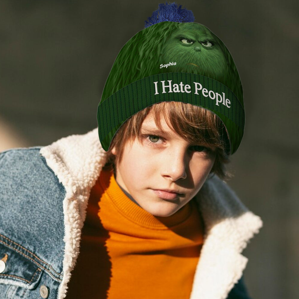 I Hate People - Grinchmas - Personalized Stole Christmas Beanie Hat