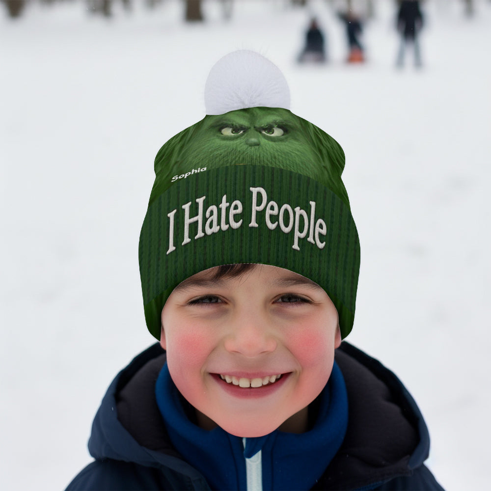 I Hate People - Grinchmas - Personalized Stole Christmas Beanie Hat