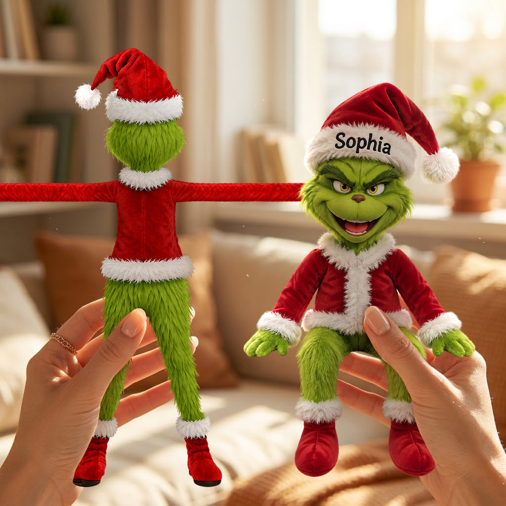 Funny Green Monster Doll - Personalized Stole Christmas Posable Plush Doll