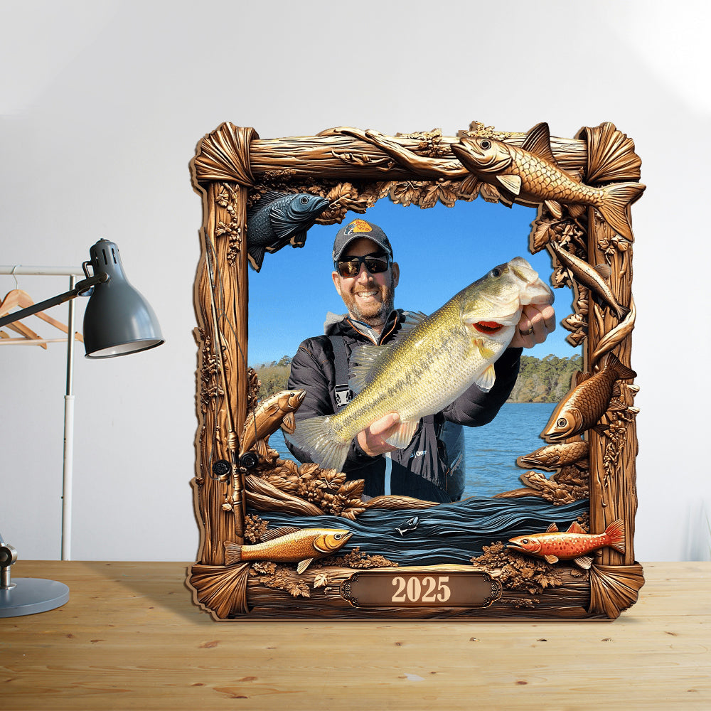 Souvenirs de pêche - Cadre photo personnalisé en forme de pêche