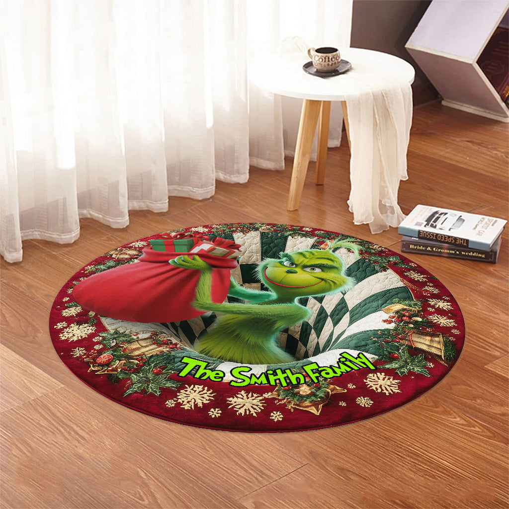 Voler Noël - Tapis rond personnalisé Voler Noël