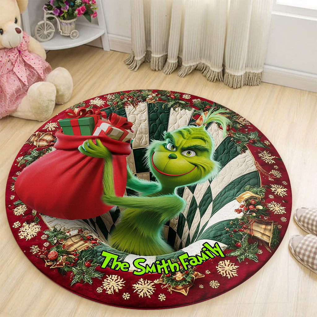 Voler Noël - Tapis rond personnalisé Voler Noël