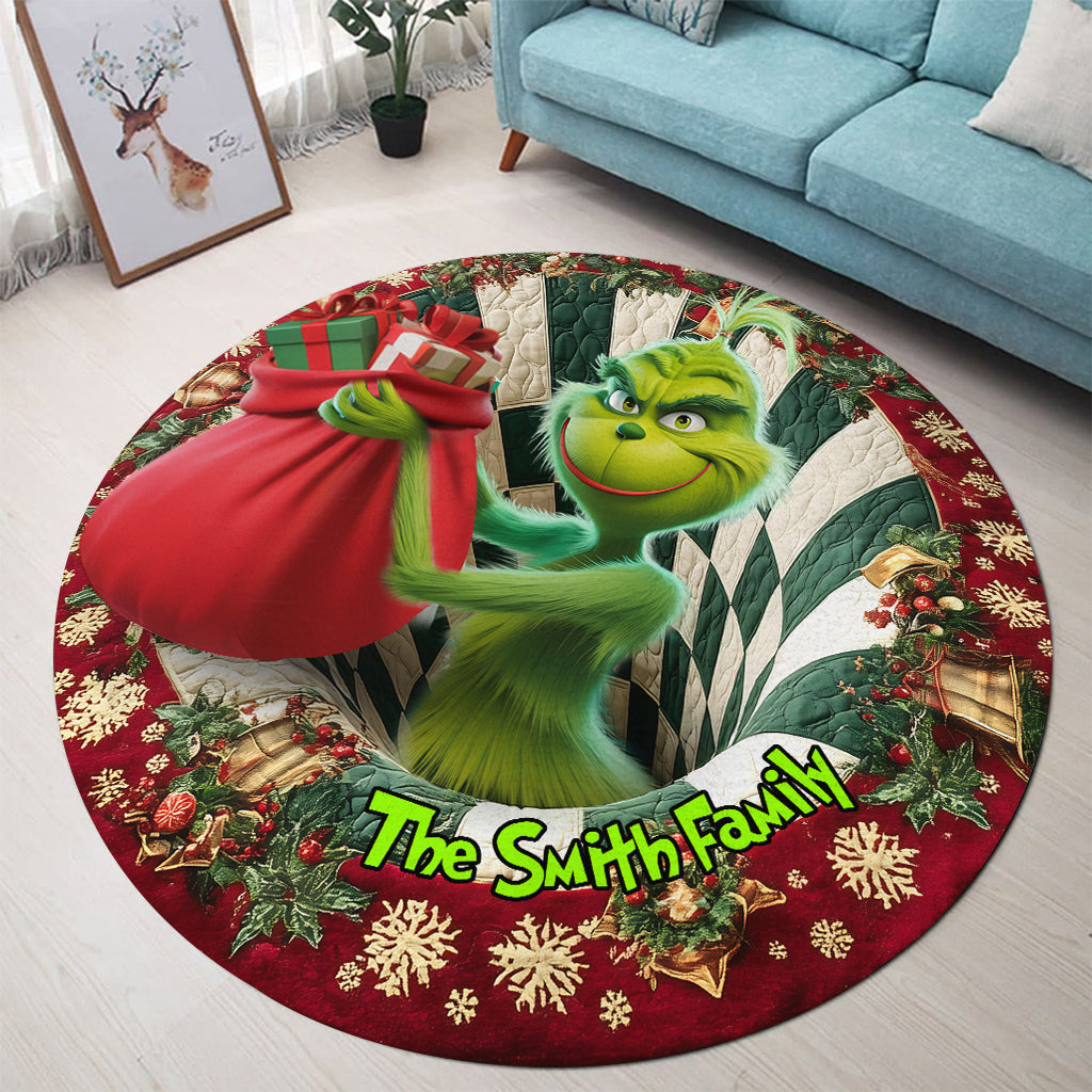 Voler Noël - Tapis rond personnalisé Voler Noël