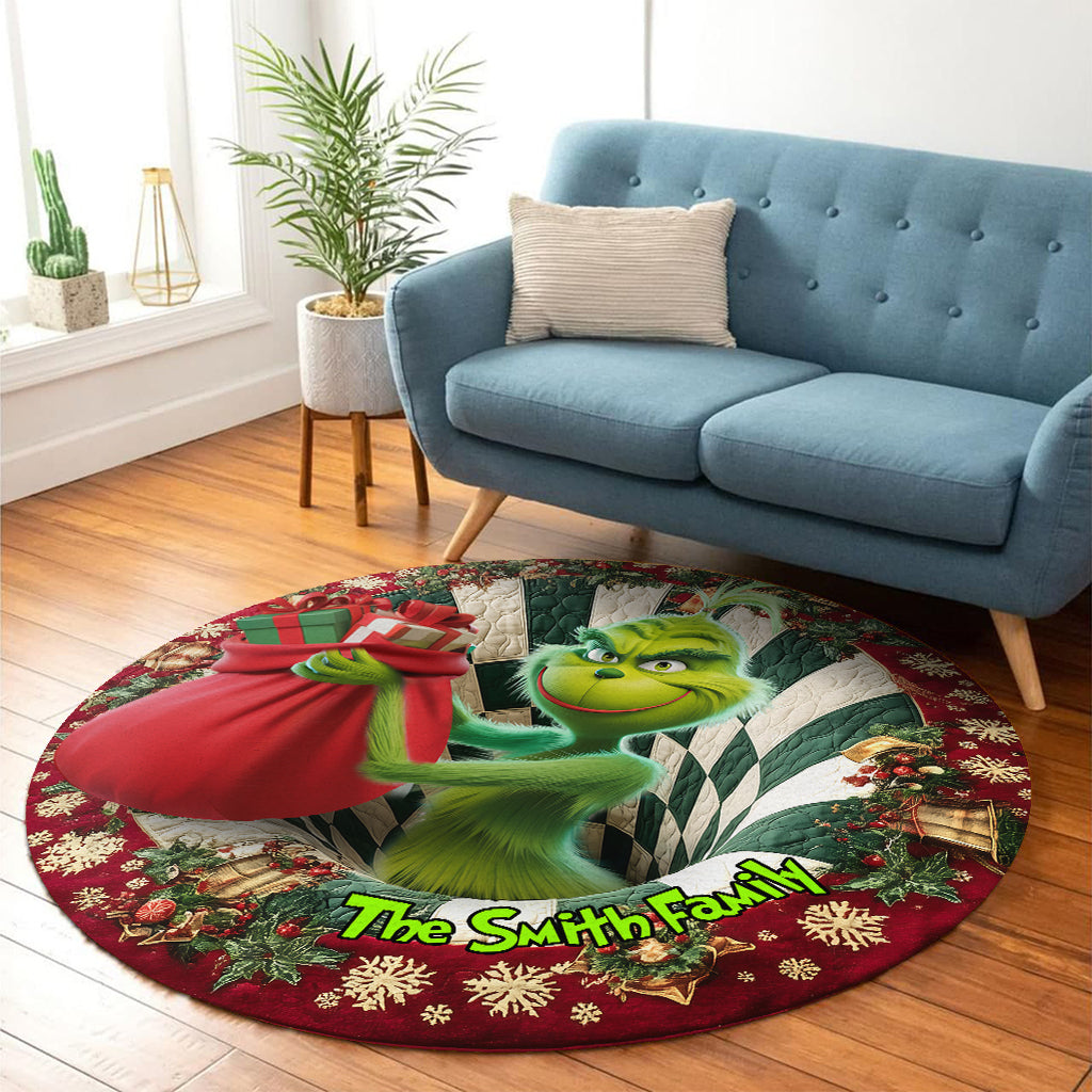 Voler Noël - Tapis rond personnalisé Voler Noël