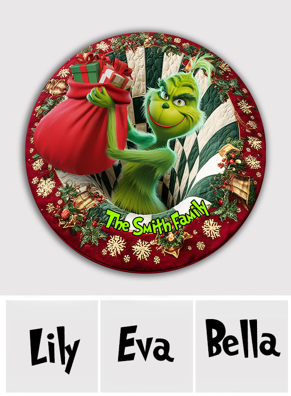 Voler Noël - Tapis rond personnalisé Voler Noël