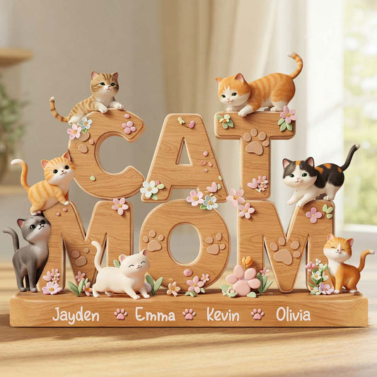 Ich liebe Katzen – Personalisierte Acrylplakette in Katzenform