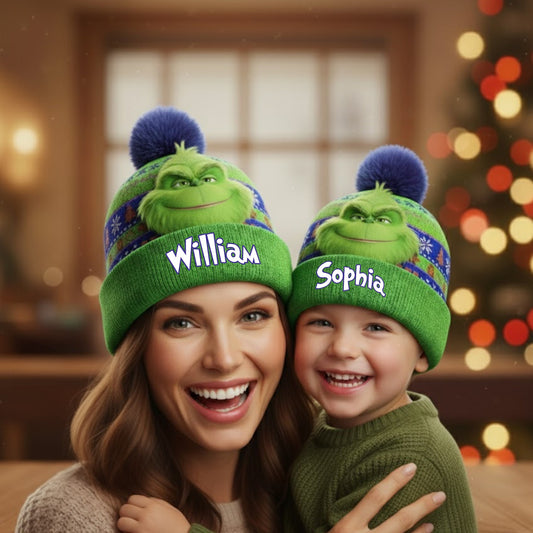 Grünes Monster Weihnachten - Personalisierte Stola Weihnachtsmütze