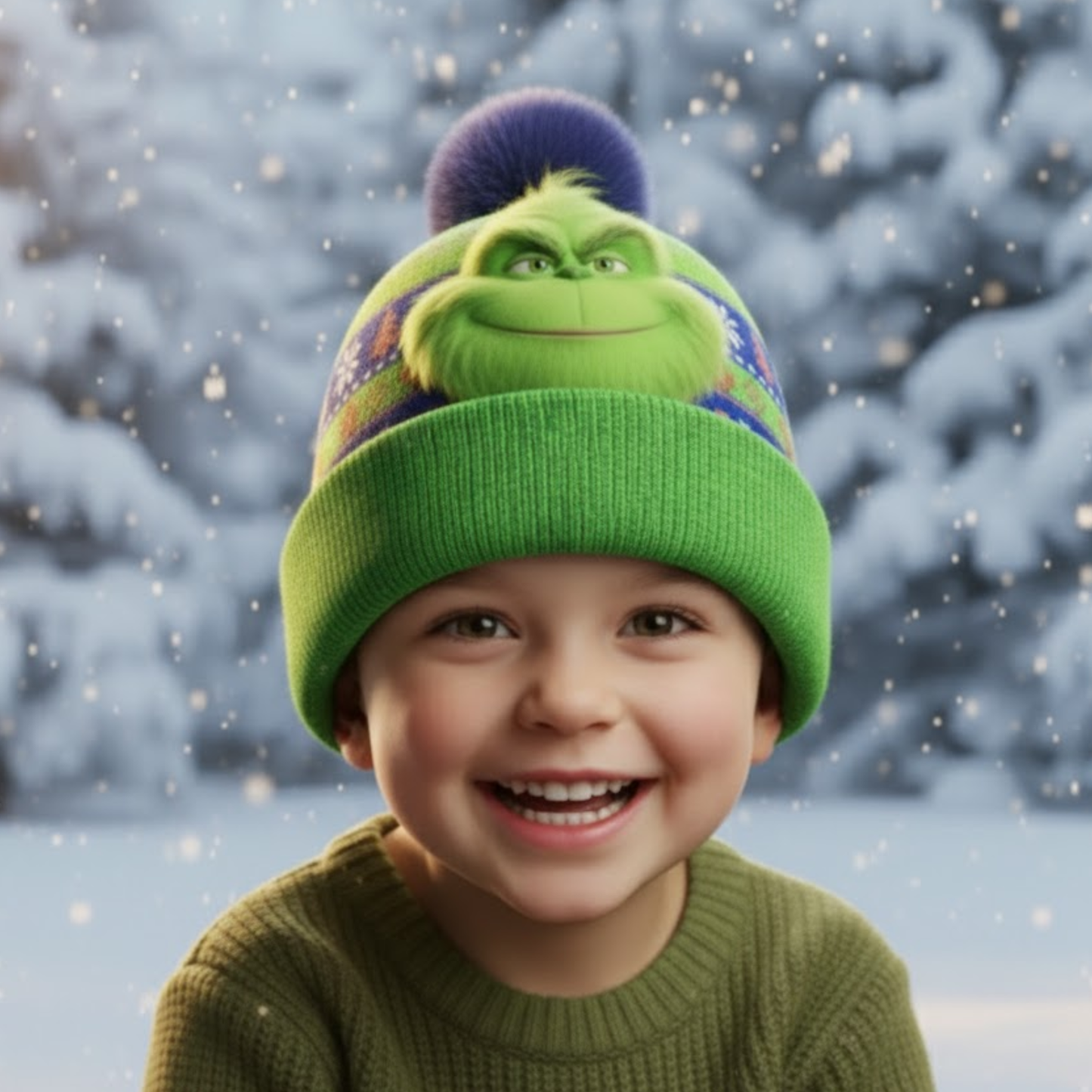 Noël Green Monster - Bonnet de Noël personnalisé avec étole