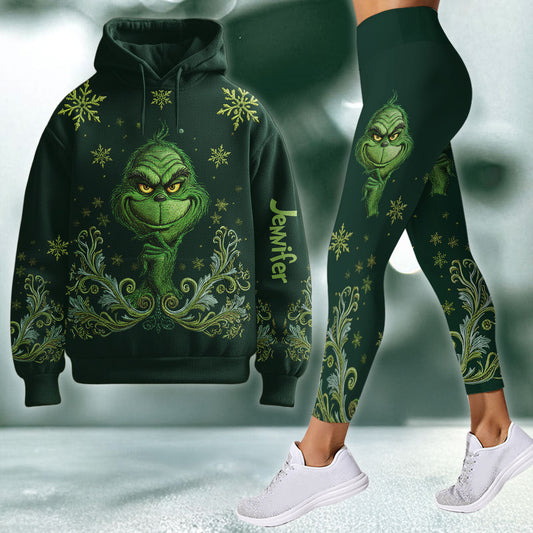 Fröhliche Grinchmas – Personalisierter Stola-Weihnachtshoodie und Leggings