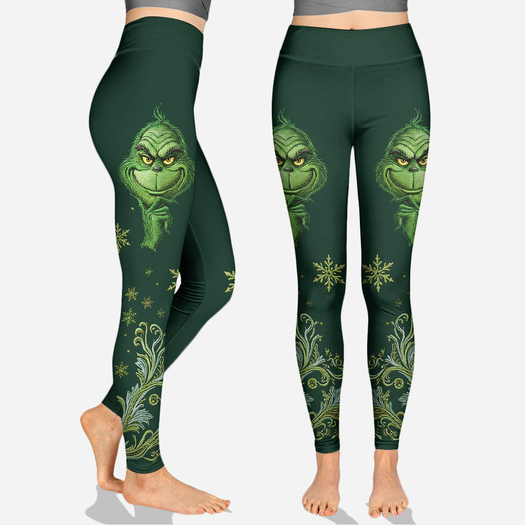 Joyeux Grinchmas ! - Sweat à capuche et legging personnalisés avec étole de Noël