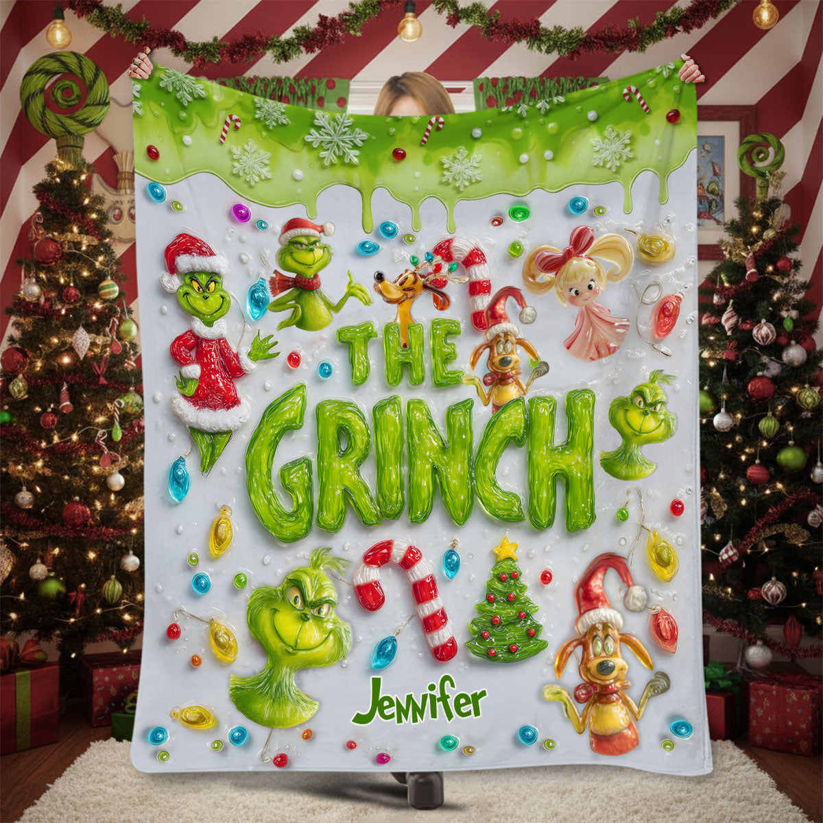 Merry Greenmas - Personalized Stole Christmas Blanket