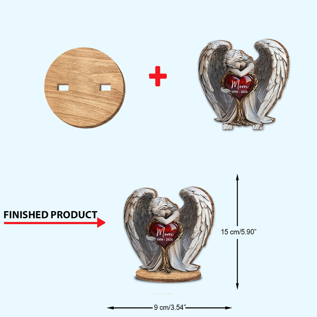 Sur les ailes des anges - Plaque commémorative personnalisée en bois à poser