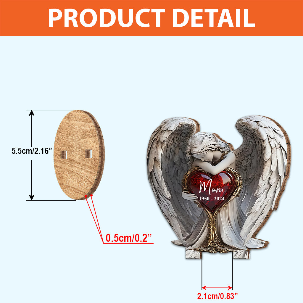 Sur les ailes des anges - Plaque commémorative personnalisée en bois à poser