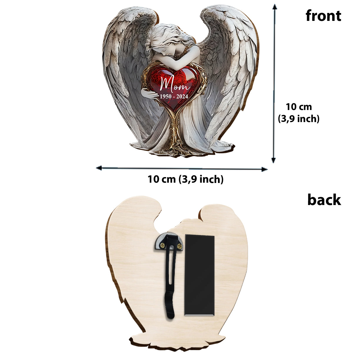 Sur les ailes d'un ange - Clip de pare-soleil de voiture personnalisé en forme de mémorial
