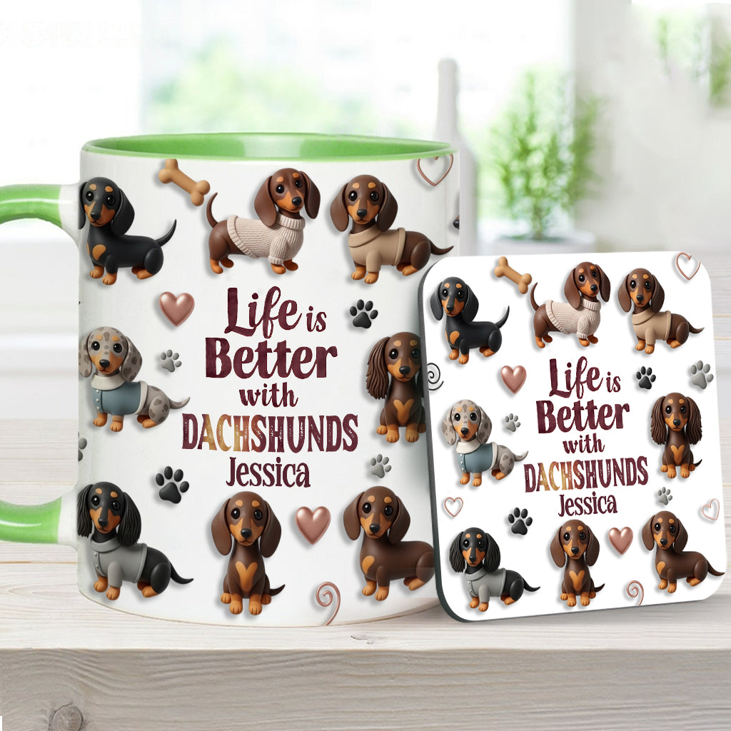 Das Leben ist schöner mit Hunden – personalisierte Tasse mit Hundemotiv