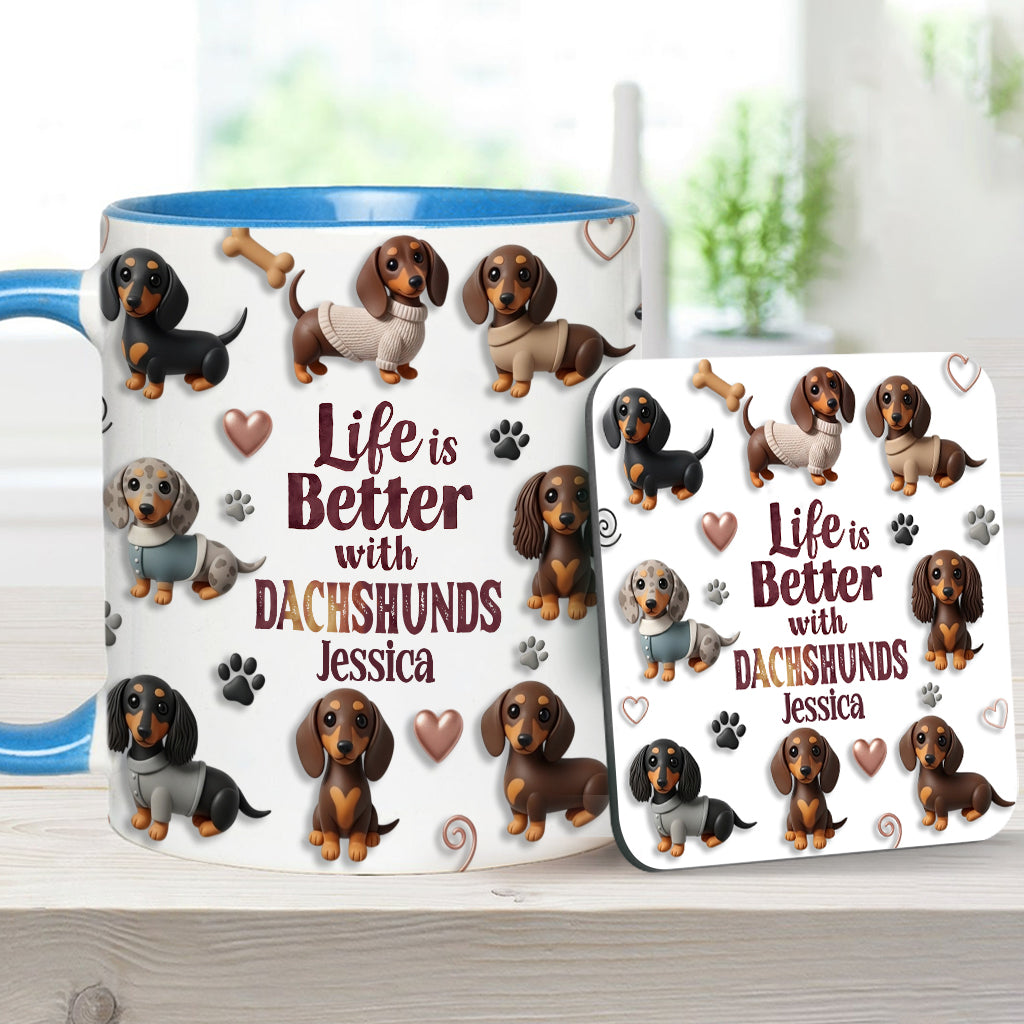 Das Leben ist schöner mit Hunden – personalisierte Tasse mit Hundemotiv