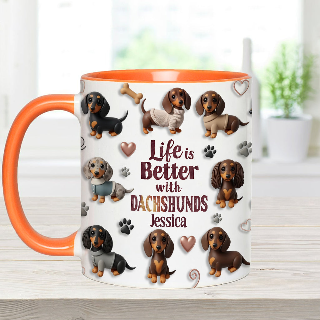 Das Leben ist schöner mit Hunden – personalisierte Tasse mit Hundemotiv