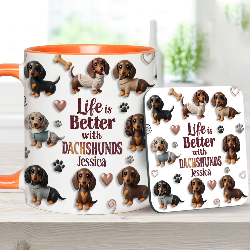 Das Leben ist schöner mit Hunden – personalisierte Tasse mit Hundemotiv