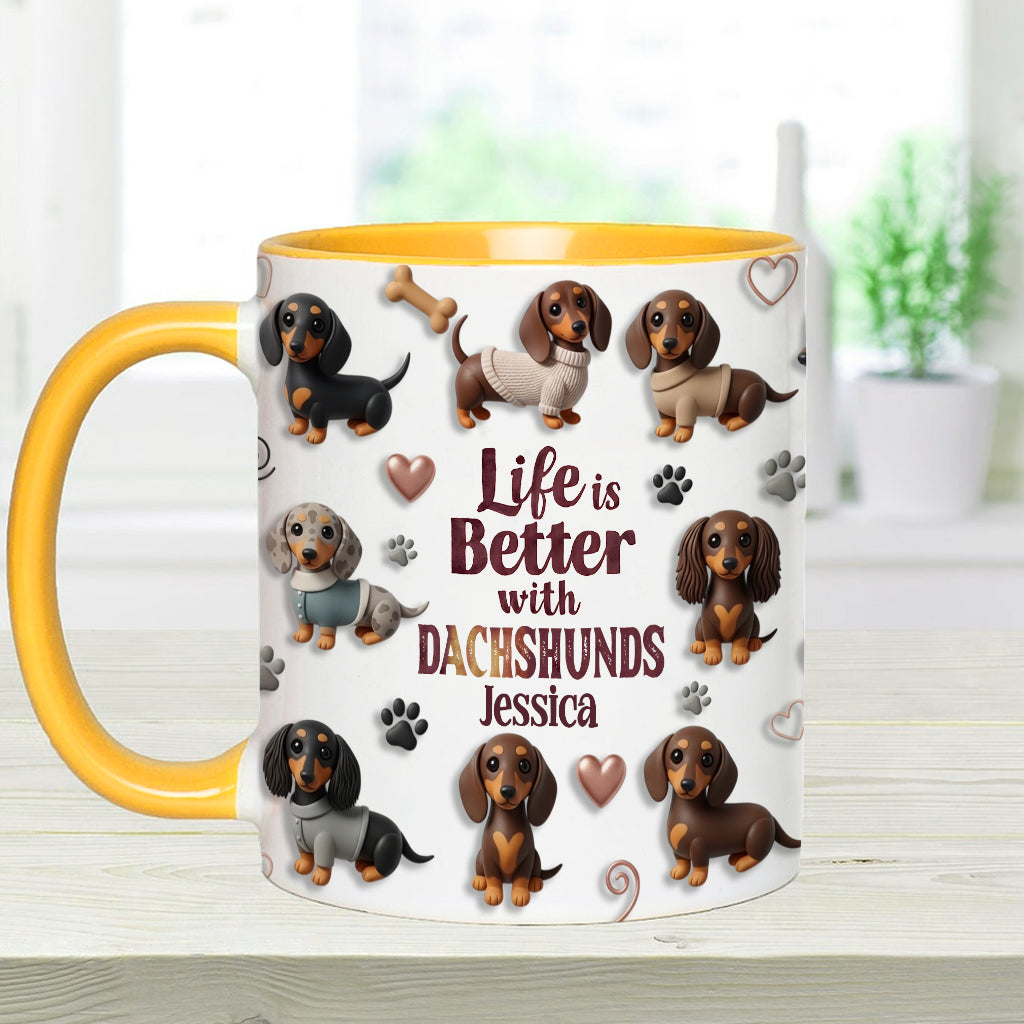Das Leben ist schöner mit Hunden – personalisierte Tasse mit Hundemotiv