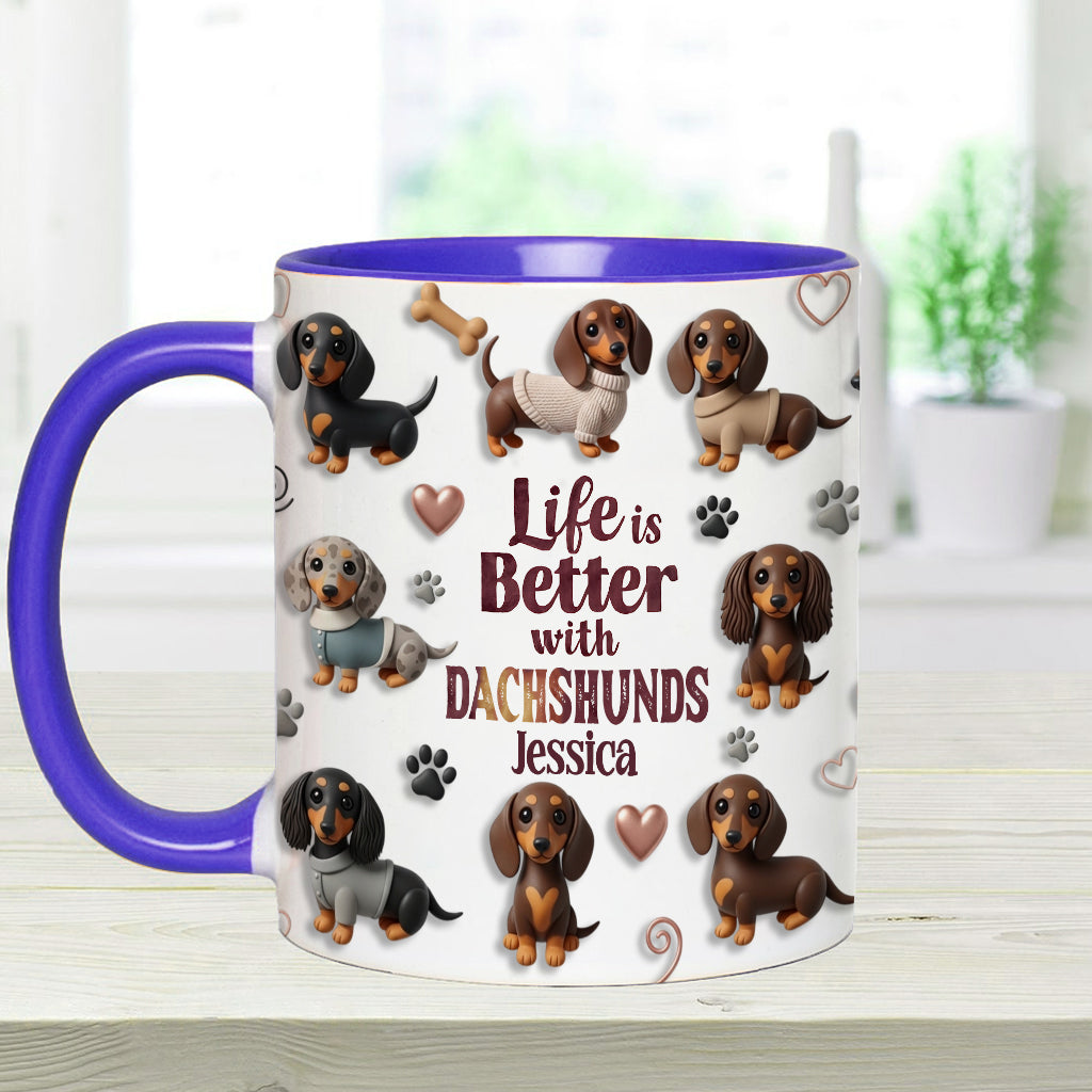 Das Leben ist schöner mit Hunden – personalisierte Tasse mit Hundemotiv