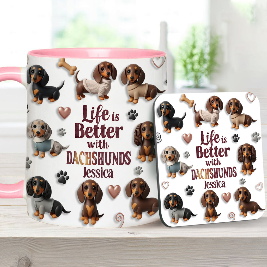 Das Leben ist schöner mit Hunden – personalisierte Tasse mit Hundemotiv