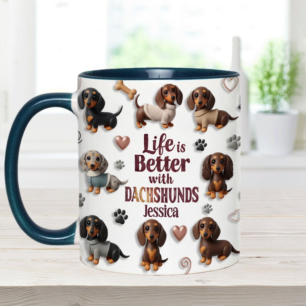 Das Leben ist schöner mit Hunden – personalisierte Tasse mit Hundemotiv