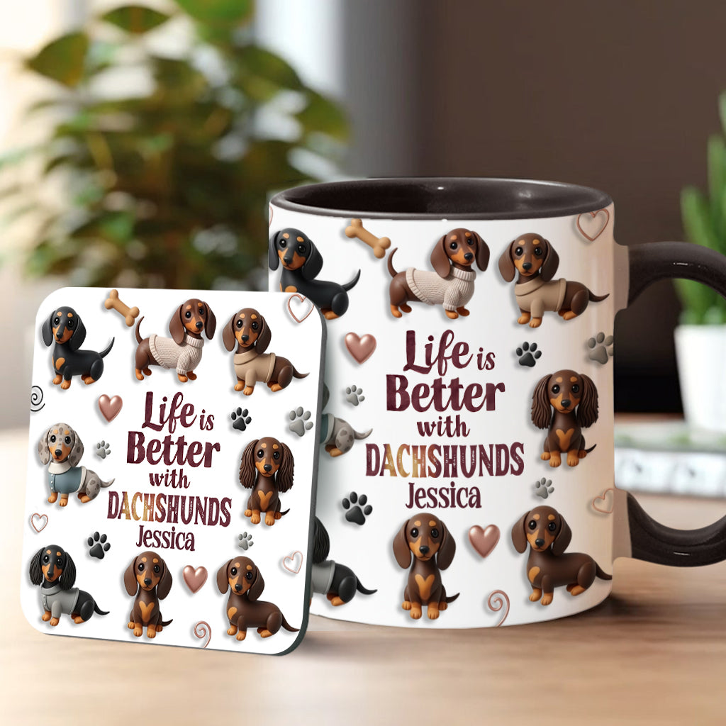 Das Leben ist schöner mit Hunden – personalisierte Tasse mit Hundemotiv