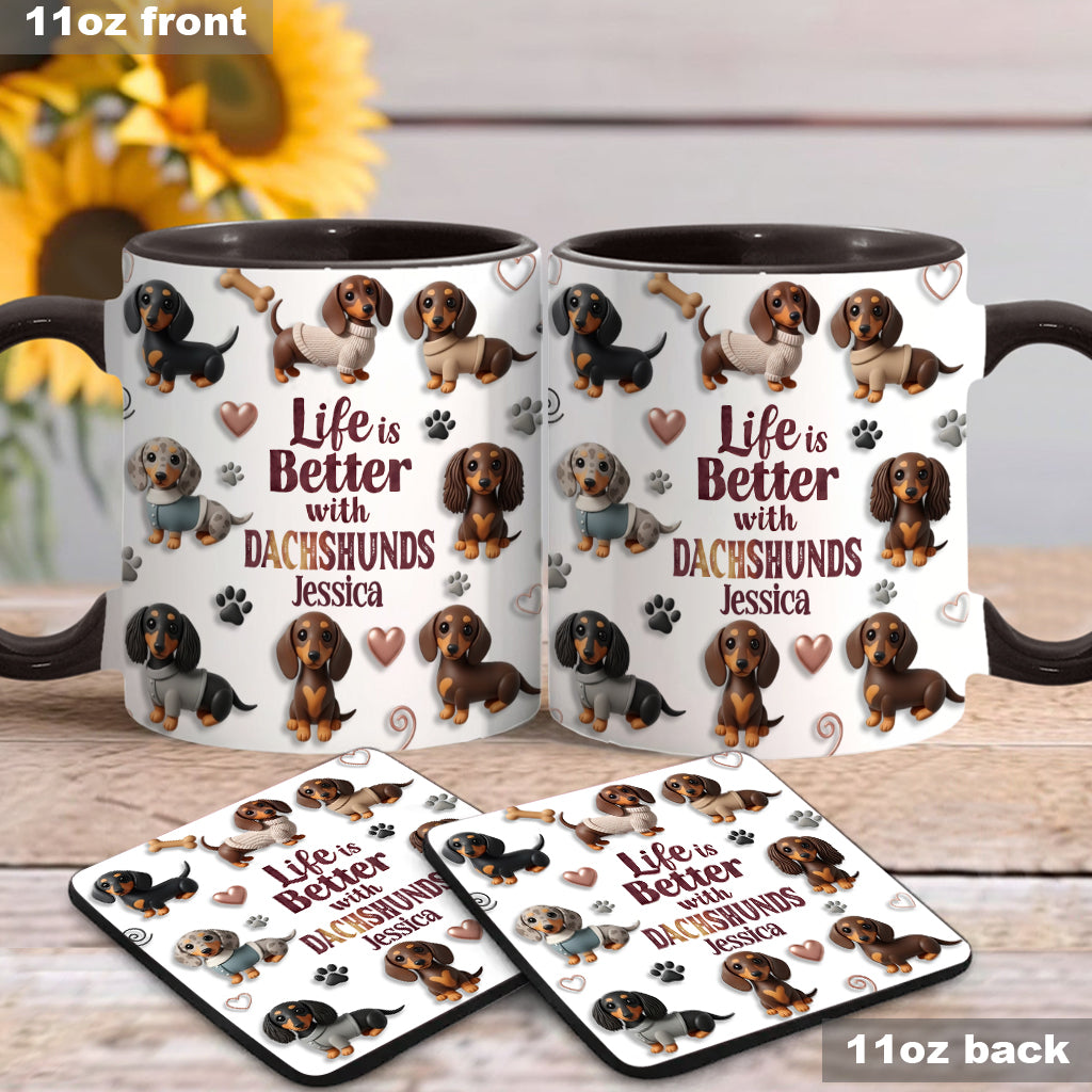 Das Leben ist schöner mit Hunden – personalisierte Tasse mit Hundemotiv